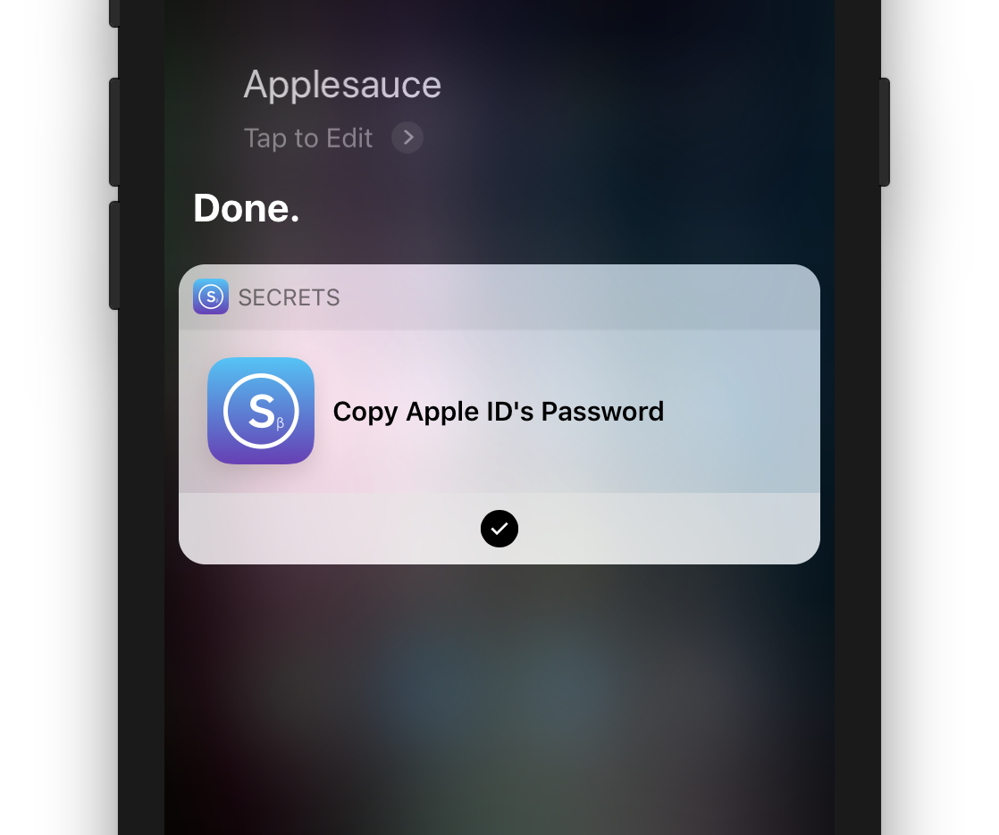 Copying a password using Siri Shortcuts